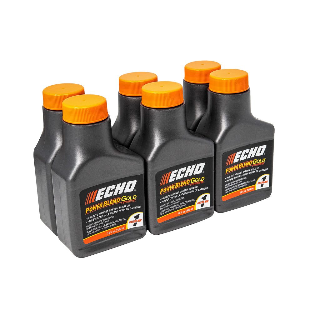 Echo 6450001G Power Blend Gold Oil Mix 50:1 for 2 stroke2cycle Outdoor Power Equipment, High Performance Semi Synthetic, Low Smoke Emission 2.6 fl oz (6 Pack), 6450001G 2.6 fl oz