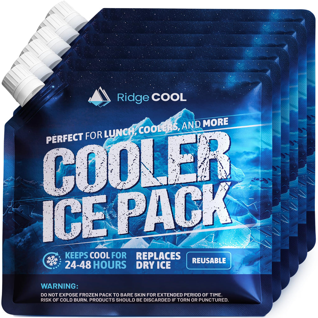 6 Pack Refillable Ice Packs for Cooler, Long Lasting Reusable Freezer Packs