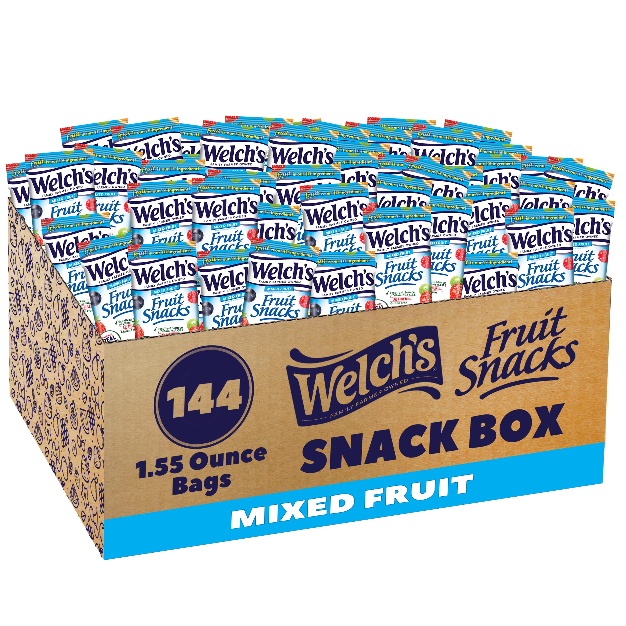 Buy now Welch's Fruit Snacks, Mixed Fruit Snack Box, Gluten Free, 0.8oz Snack Packs (Pack of 40) Mixed Fruit 1.55 Ounce (Pack of 144) at indiglob india