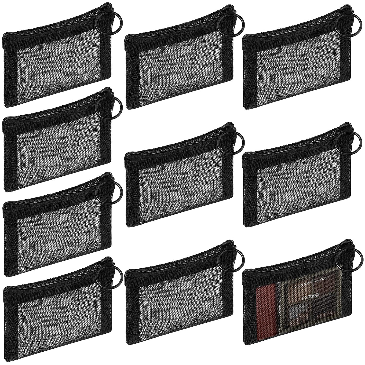 Buy now Frienda 10 Pcs Small Mesh Bags with Zipper Mini Zipper Mesh Bags Nylon Cosmetic Coin Purse Pouches Portable Reusable Storage Pouch with Keychain for Women Home Travel(3 x 4 Inch,Grey) 3 x 4 Inch Black at indiglob india