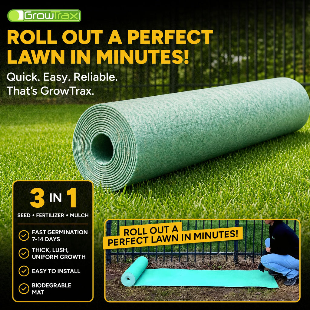 Growtrax Biodegradable Grass Seed Mat - 50 Sq Ft Bermuda Rye