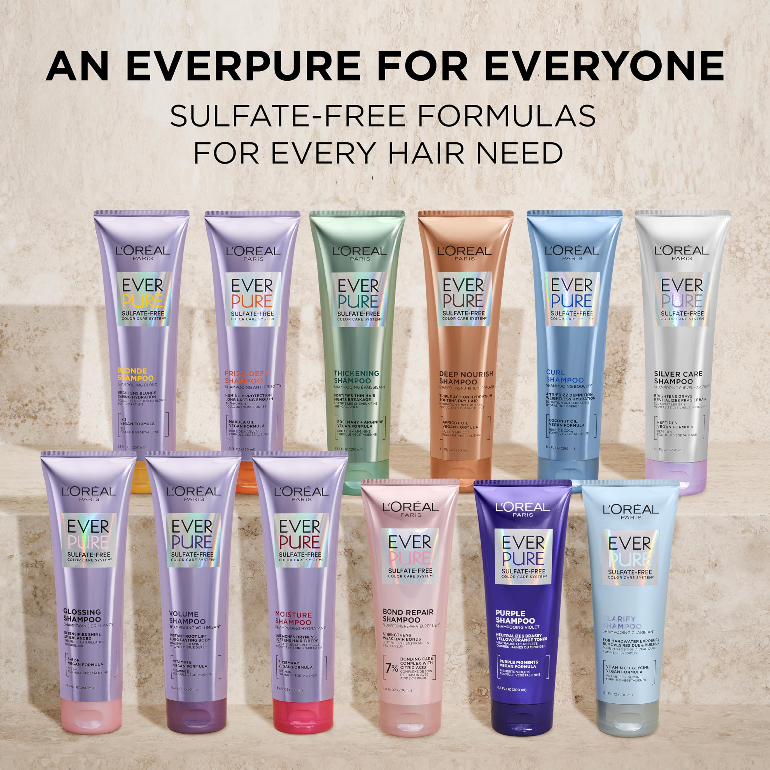 L'Oreal Paris EverPure Moisture Shampoo and Conditioner Set, Sulfate-Free Hair Care for Dry or Color-Treated Hair with Rosemary Botanicals, 17 Fl Oz Set