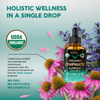 Lymphatic Drainage Drops - USDA Organic Lymphatic Supplements - 2 fl oz | Echinacea, Elderberry, Dandelion, Rosehip, Cleavers, Calendula, Burdock - Sugar & Alcohol-Free - Immune & Lymph Flow Support