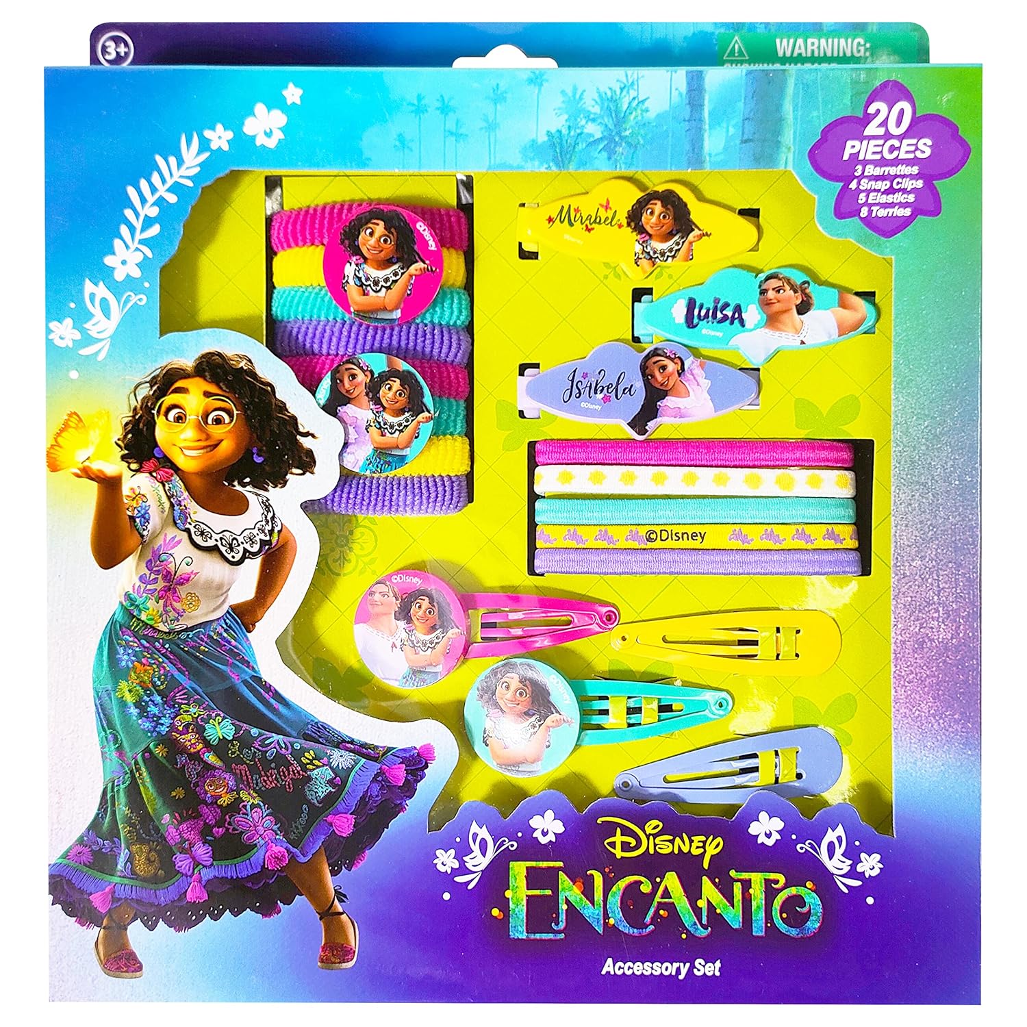 Buy now Luv Her CoComelon Girls 20 Piece Accessory Set with 3 Barrettes, 4 Snap Hair Clips, 5 Elastics and 8 Terry Ponies - Ages 3+ Encanto at indiglob india