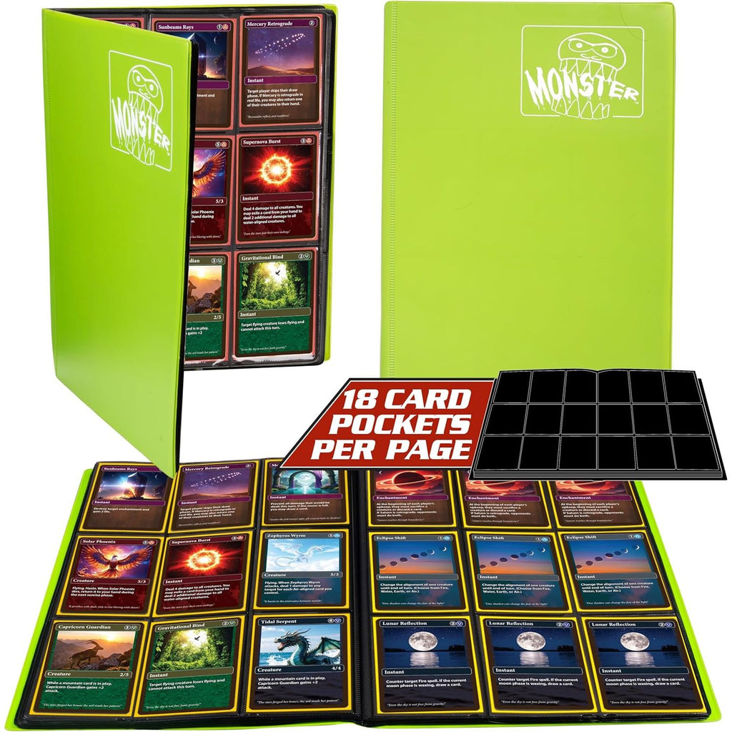 Buy now 9 Pocket Trading Card Binder- Holofoil Green Album w Side Loading Pockets, AntiTheft Anti-Drop- TCG Collector Storage Organizer for 360 CardsCompatible with Pokémon, Yu-Gi-Oh!, MTG Magic The Gathering at indiglob india