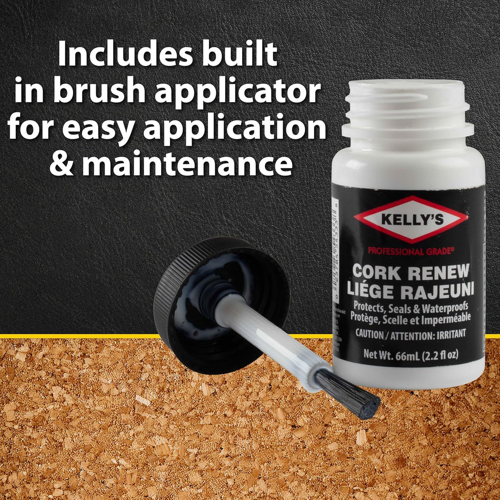 Buy now Kelly's Cork Renew Sealer (2.2 fl oz) - Waterproof & Protect Cork Surfaces w/ Brush Applicator - Water Based Formula Dries Clear, Prevents Drying & Breaking Down of Sandles, Shoes, Fishing Rod, Coasters at indiglob india