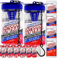 2 Fly Traps Outdoor Fly Trap for Patio with 4 Non-Toxic Dissolvable Bait Refills and 12 Sticky Ribbons. Reusable Hanging Bug Catcher Killer for All Filth Flies for Outside Bug Control Yard Ranch
