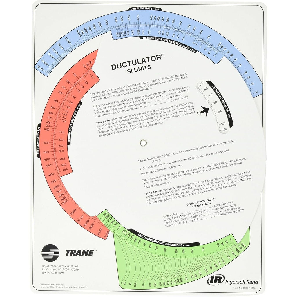 Buy now Trane TD1 Ductulator with Sleeve, Duct Sizing Calculator Default at indiglob india