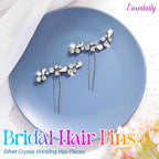 Buy now Easedaily Rhinstone Bride Wedding Hair Pins Silver Crystal Bridal Hair Pieces Hair Accessories for Women and Girls (pack of 2) (A-Silver) at indiglob india