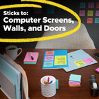 Post-it Super Sticky Notes, 1.88 x 1.88 in, Supernova Neons, 8 Pads