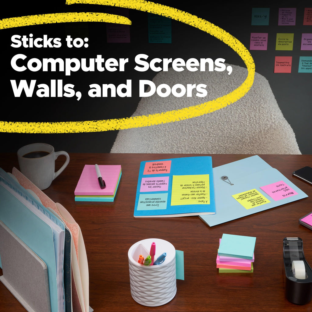 Post-it Super Sticky Notes, 3 x 3 in, Summer Joy, 3 Pads, 45 Sheets/Pad