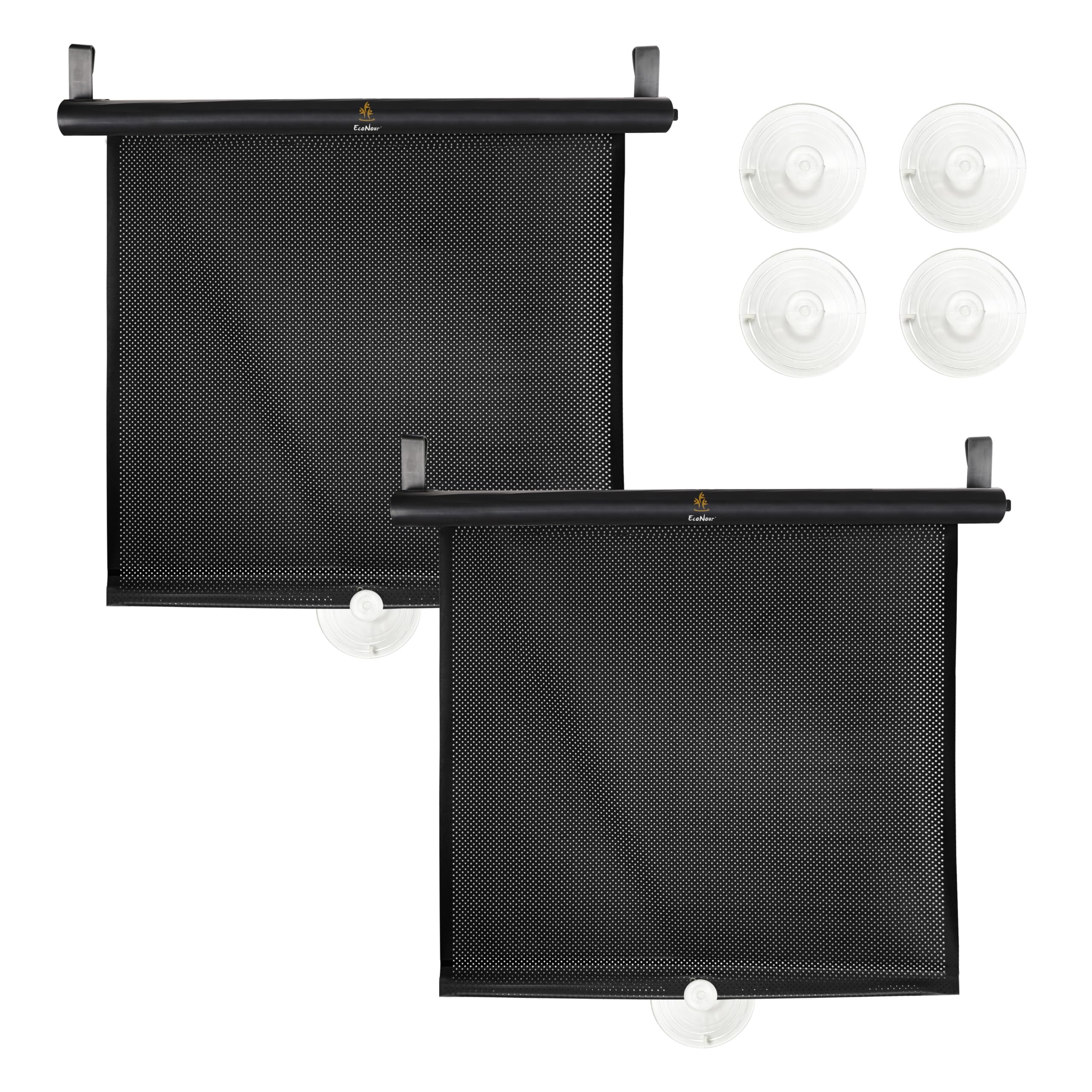 Buy now EcoNour Car Side Window Sun Shade (2 Pack) | Retractable Roller Sunshade for Kids | Baby Car Window Shades for UV and Sun Glare Protection | Baby Travel Accessories (15"x17") Small at indiglob india