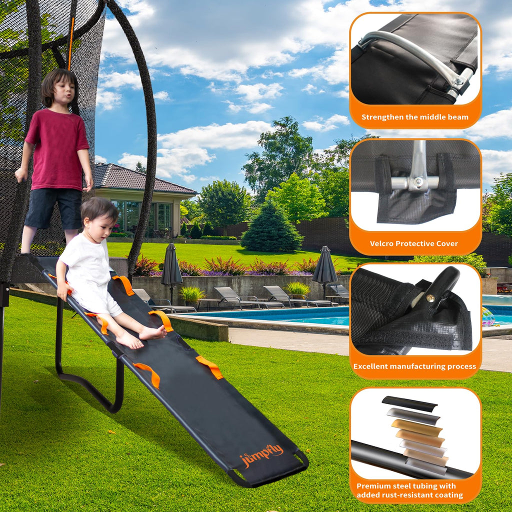 jumpfly Trampoline Slide Ladder Universal Trampoline Ladder with Handles Strong Tear Resistant Fabric Trampoline Accessories for Kids Toddler Climb Up & Slide Down, Orange