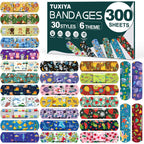 300 Pack Kids Cartoon Bandages,30 Styles 6 Themes Adhesive Bandages Kids