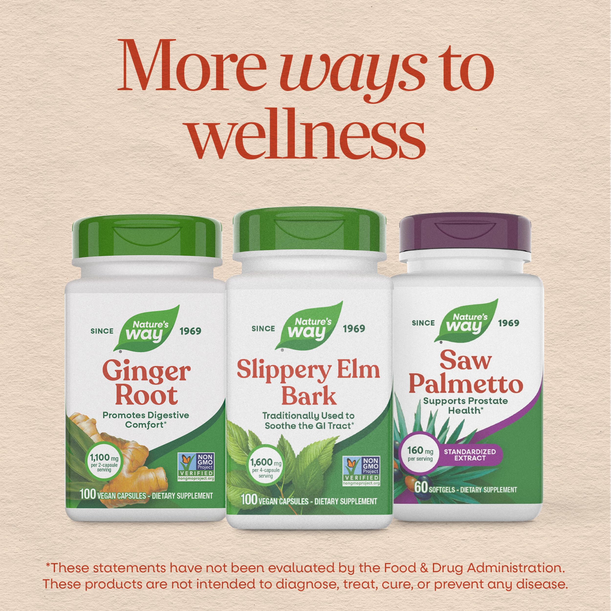 Nature's Way Slippery Elm Bark Capsules, 1,600 mg per Serving, 100 ct | Traditional Digestive Support to Soothe Gastrointestinal Tract*, Traditional GI Support*, Vegan Capsules