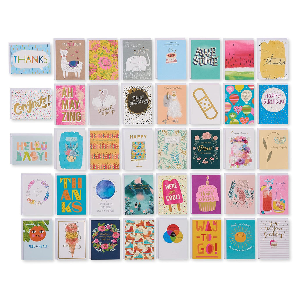 American Greetings 41-Count All-Occasion Greeting Card Pack, Assorted Colorful Designs