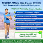 Nicotinamide with Resveratrol - 120 Capsules - Vitamin B3 500mg Supplement | Nicotinamide 500mg (Niacinamide Flush Free) - Vit B3 Pills to Support NAD, Skin Cell Health & Energy