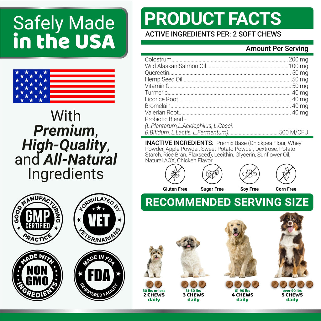Dog Allergy Chews for Itchy Skin - 240 Treats - Anti-Itch Immune Relief