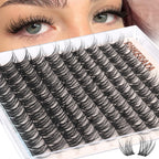 PHKERATA Spider Lash Clusters Natural Eyelash Clusters, Fluffy D Curl Cluster Eyelash Extensions, 12-14-16mm Wispy Individual Lashes with Soft Thin Band