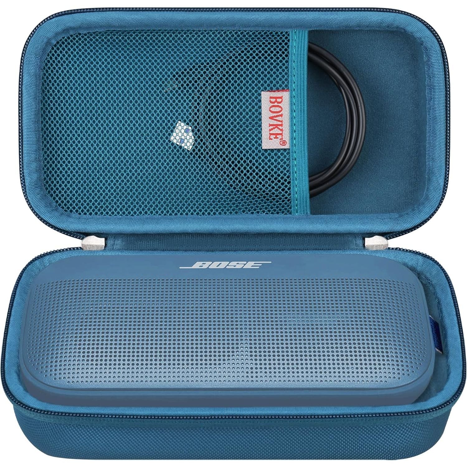 Buy now BOVKE Hard Travel Speaker Case for Bose New SoundLink Flex Speaker (2nd Gen) / Bose SoundLink Flex Bluetooth Portable Speaker, Extra Mesh Pocket for Bose Speaker Charger, Charging Cables, Stone Blue Blue Dusk at indiglob india