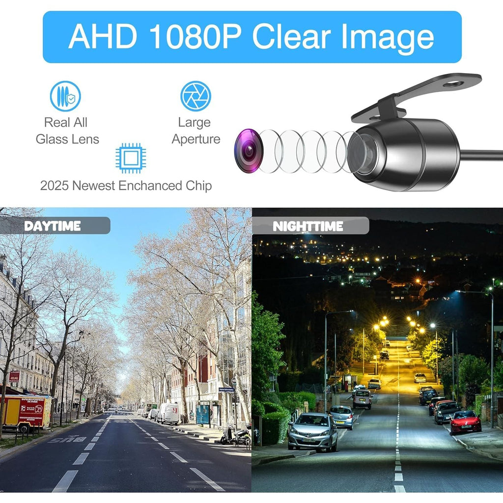 Buy now AHD 1080P Backup Camera, Metal Housing 170 Degree Wide View Angle Universal Car Front/Side/Rear View Camera, Easy Install, Removable Guildlines, Mirror Non-Mirror Image, AHD 1080P/720P, 12V/24V at indiglob india