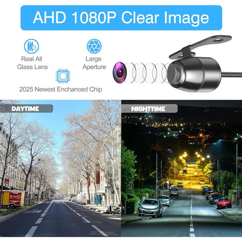 Buy now AHD 1080P Backup Camera, Metal Housing 170 Degree Wide View Angle Universal Car Front/Side/Rear View Camera, Easy Install, Removable Guildlines, Mirror Non-Mirror Image, AHD 1080P/720P, 12V/24V at indiglob india
