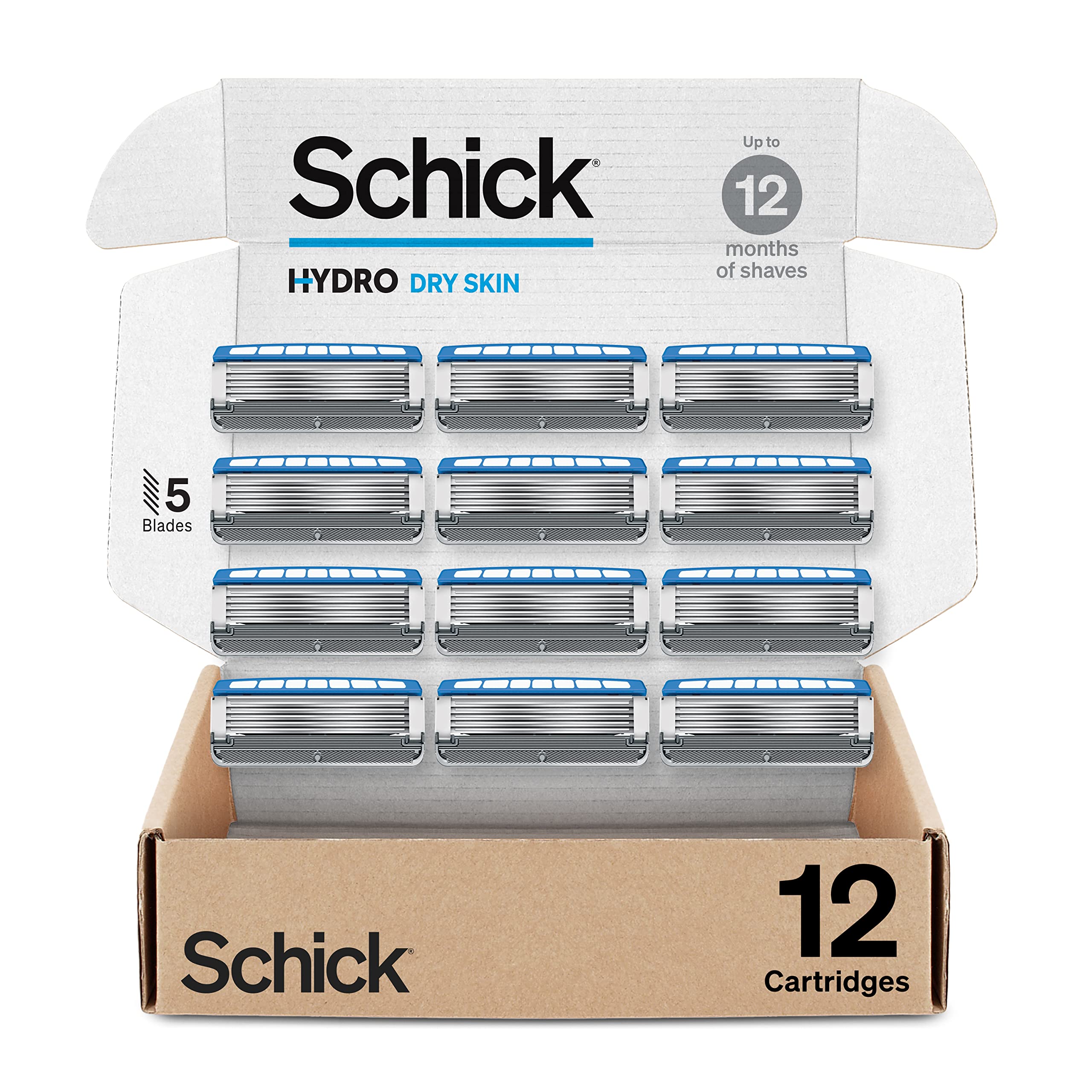Schick Hydro Advanced Hydration 5-Blade Mens Razor Blades Refills, 12ct