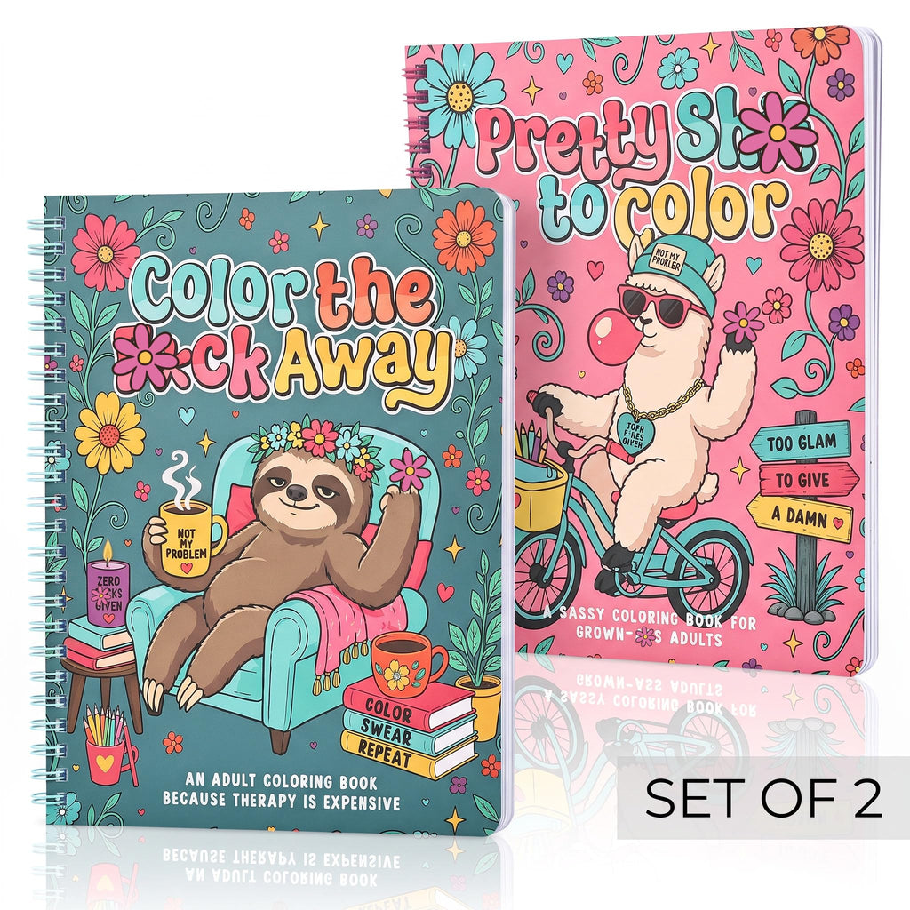 Beautiful Coloring Book Set of 2 for Adult Relaxation - Funny Designs