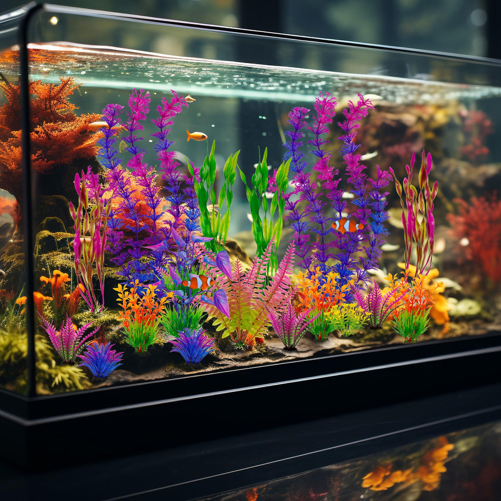 Ameliade Artificial Aquarium Plastic Plants Fish Tank Decorations, 25PCS