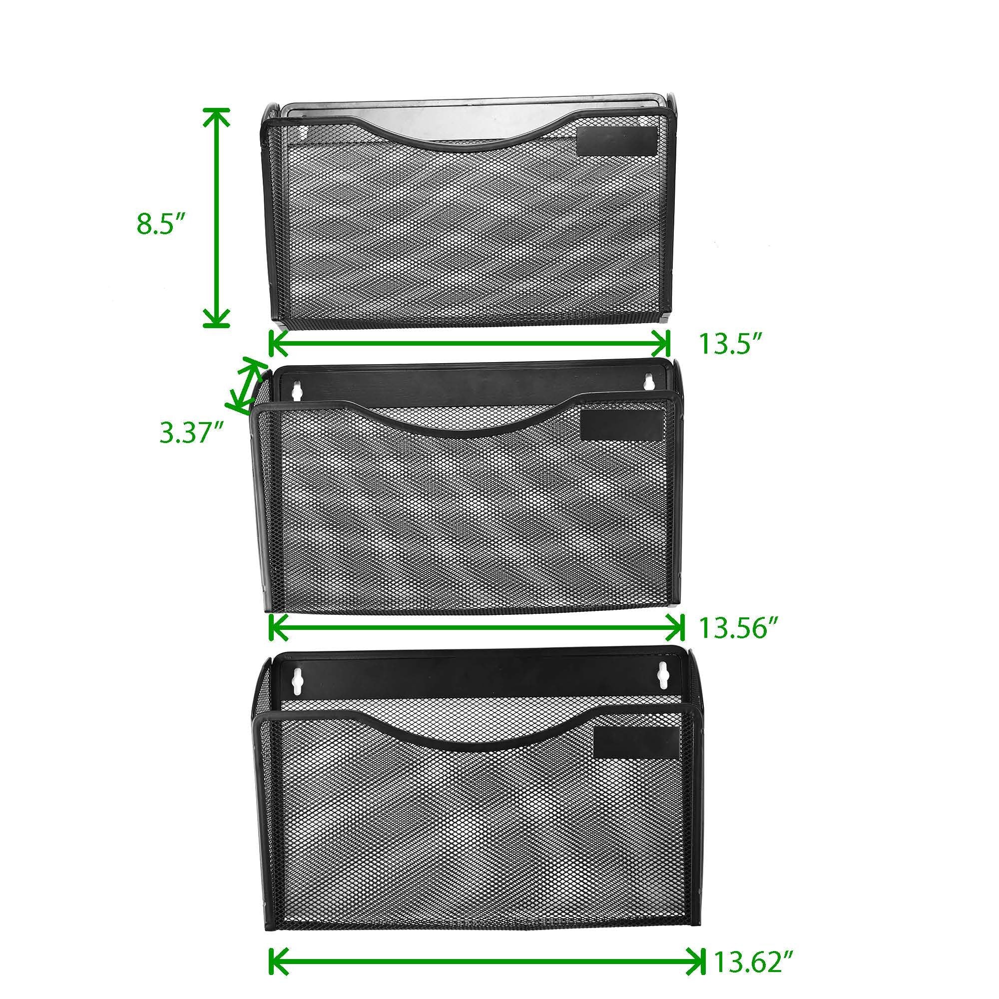 Buy now Mind Reader 3SEPWALG-BLK Wall Mounted 3 Compartment Office Supply, Document, Folder Organizer, Black at indiglob india