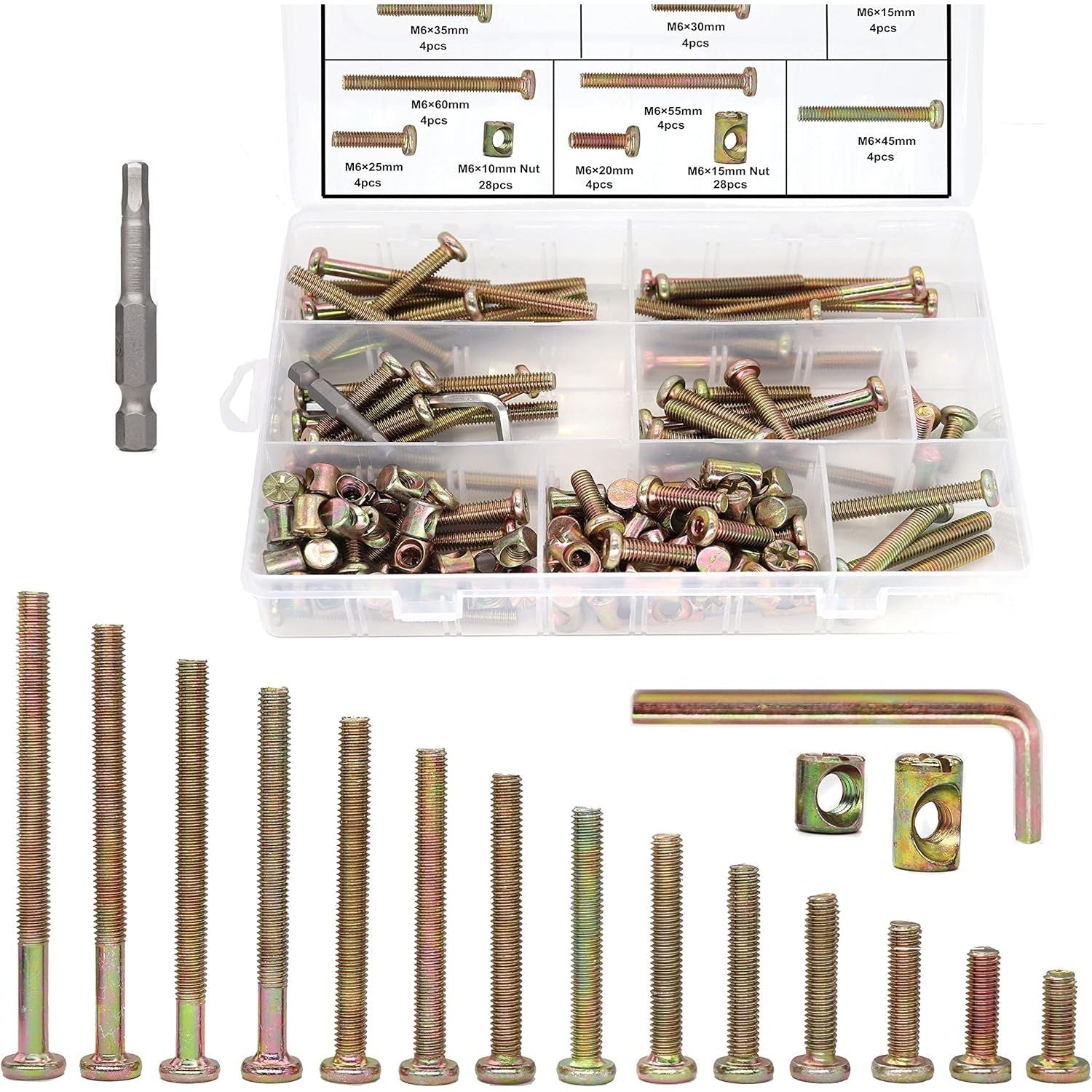 Buy now binifiMux 10-Pack M6 x 90mm Hex Allen Head Furniture Crib Baby Bed Bolt and Barrel Nuts, for Bunk Bed Chairs Cots Headboard M6x15-80mm 14 Sizes 114pcs at indiglob india