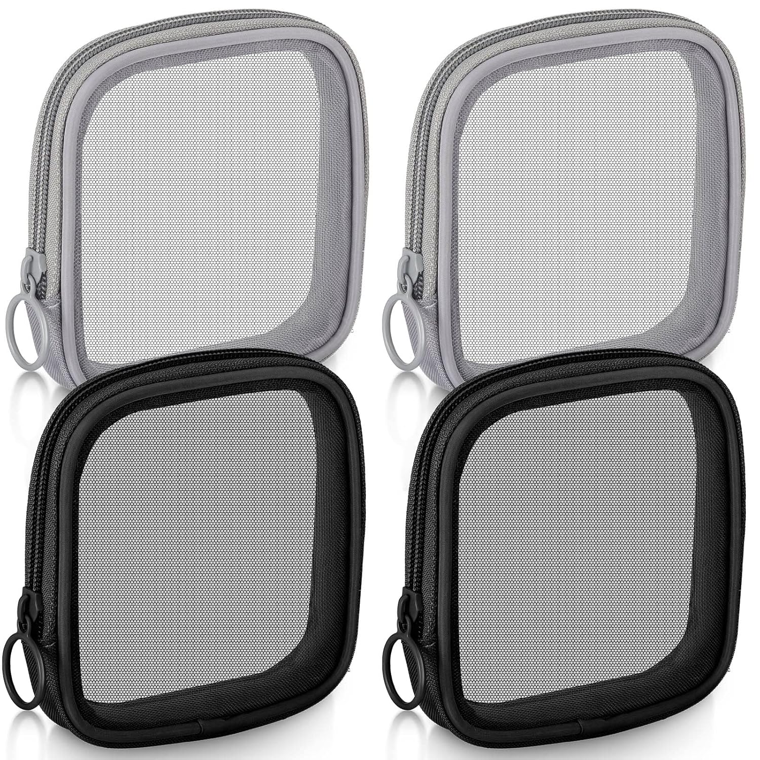 Buy now Weewooday 4 Pcs Mesh Makeup Bag Mesh Cosmetic Bag Travel Toiletry Pouch with Zipper Mini Makeup Cosmetic Purse for Daily Accessory(Small,Black) Small Black, Gray at indiglob india