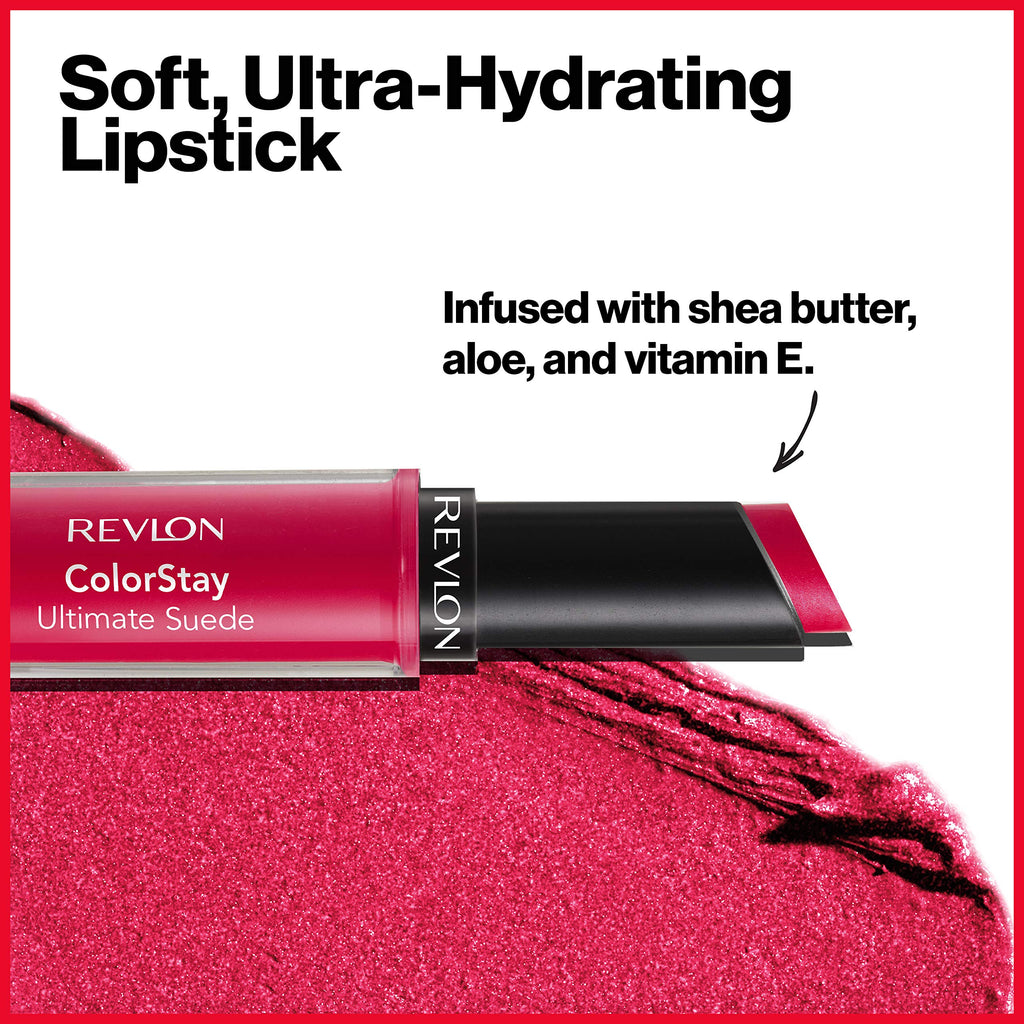 Buy now REVLON Lipstick, ColorStay Ultimate Suede Lipstick, High Impact Lip color with Moisturizing Creamy Formula, Infused with Vitamin E, 025 Socialite, 0.09 Oz at indiglob india
