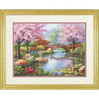 Buy now Dimensions Gold Collection Counted Cross Stitch Kit, Japanese Flower Garden, 16 Count Light Blue Aida, 12'' x 16'' at indiglob india
