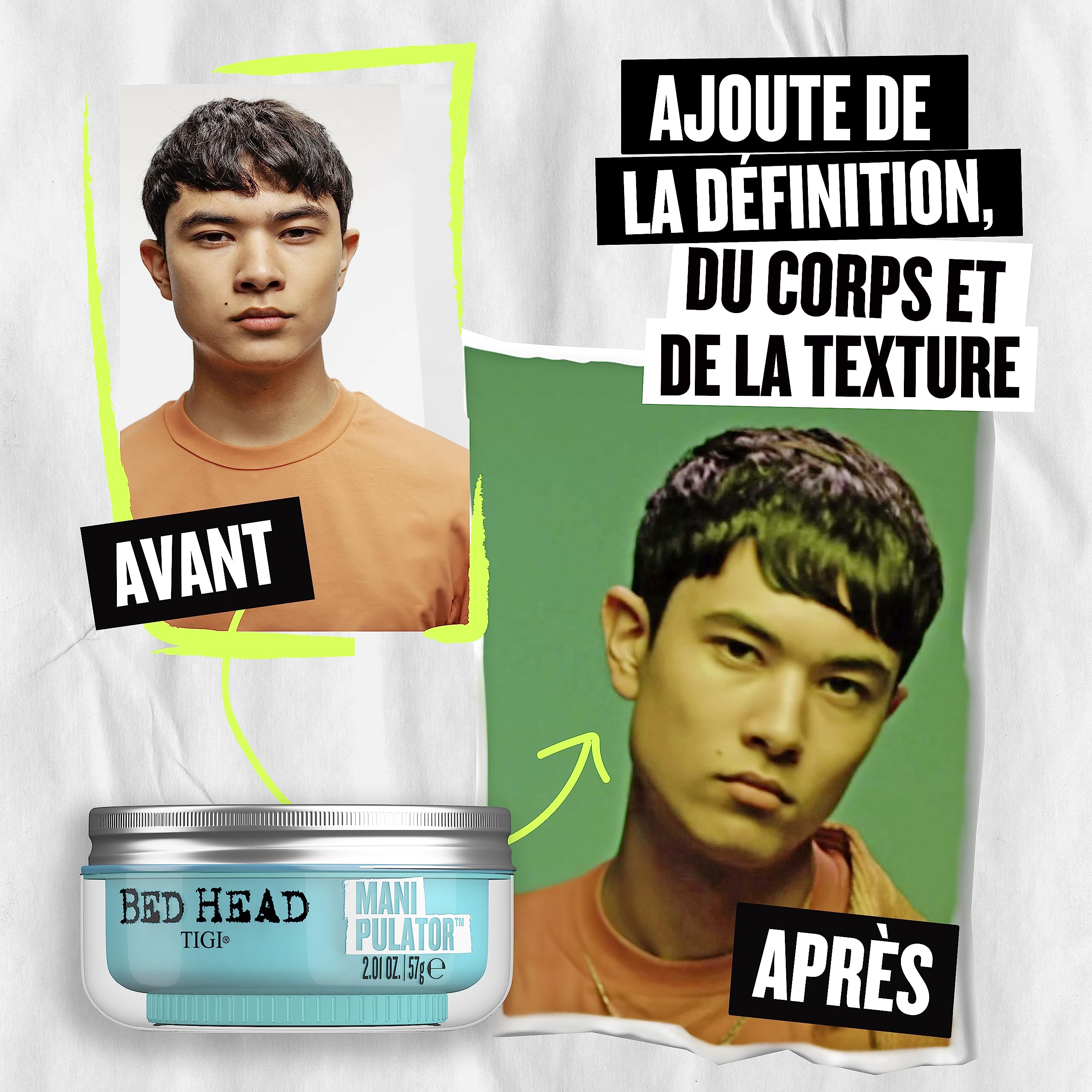 TIGI Bed Head Manipulator Texturizing Putty, Firm Hold Styling Putty for Short to Medium Hair, 2.01 oz