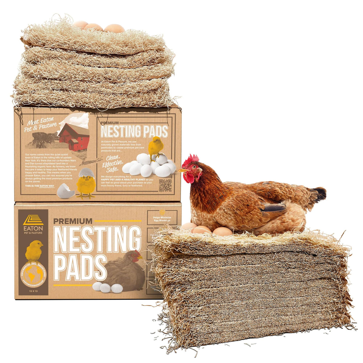 Eaton Pet and Pasture 10 Pack Nesting Pads for Laying Hens, 13 x 13 Inch