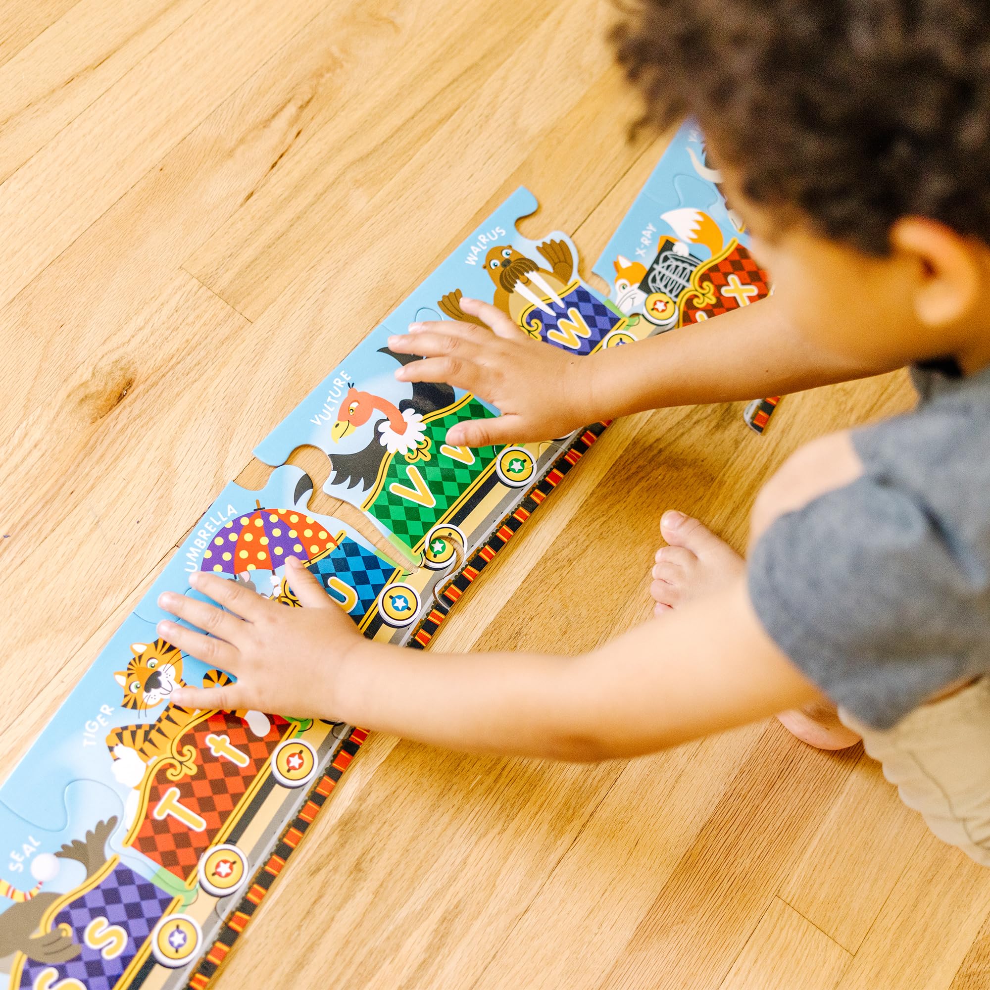 Buy now Melissa & Doug Alphabet Express Jumbo Jigsaw Floor Puzzle (27 pcs, 10 feet Long) - FSC Certified at indiglob india