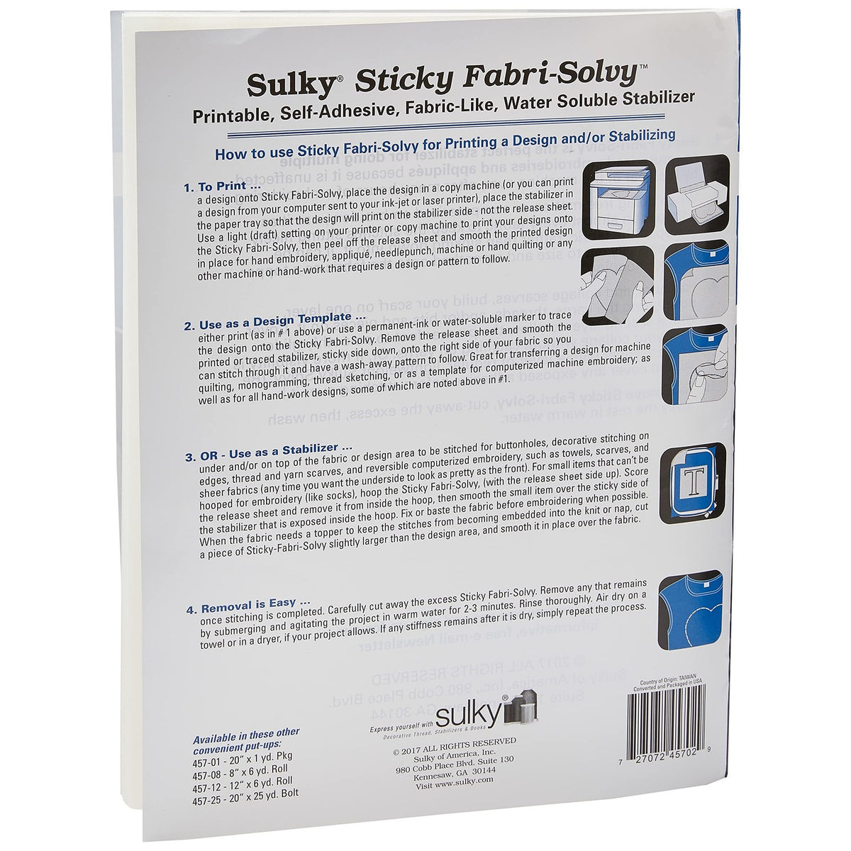 Sulky Sticky Fabri-Solvy Stabilizer 8.5"X11" 12/Pkg
