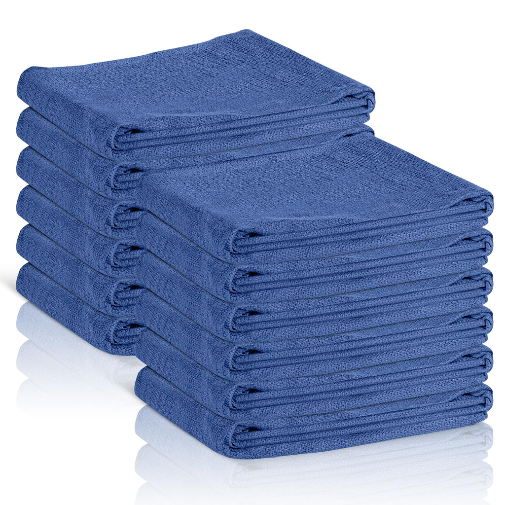 Surgical Towels for Cleaning Huck Towels 12 Pack 100% Cotton Size 15x25 Blue Cleaning Rags for Kitchen, Bar, Home, Windows, Industrial Shop, Glass Super Absorbent Lint Free Commercial Grade