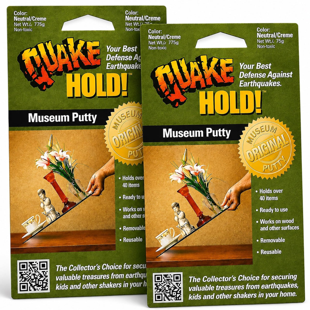 QuakeHold! 88113 Museum Putty 2.64 oz, Neutral/Crème Adhesive (2-Pack)