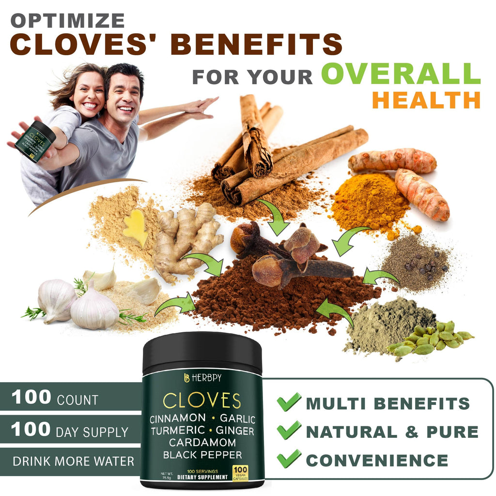 Herbpy 7in1 Clove Supplement 500mg, Support Digestion, Immune, Heart Health
