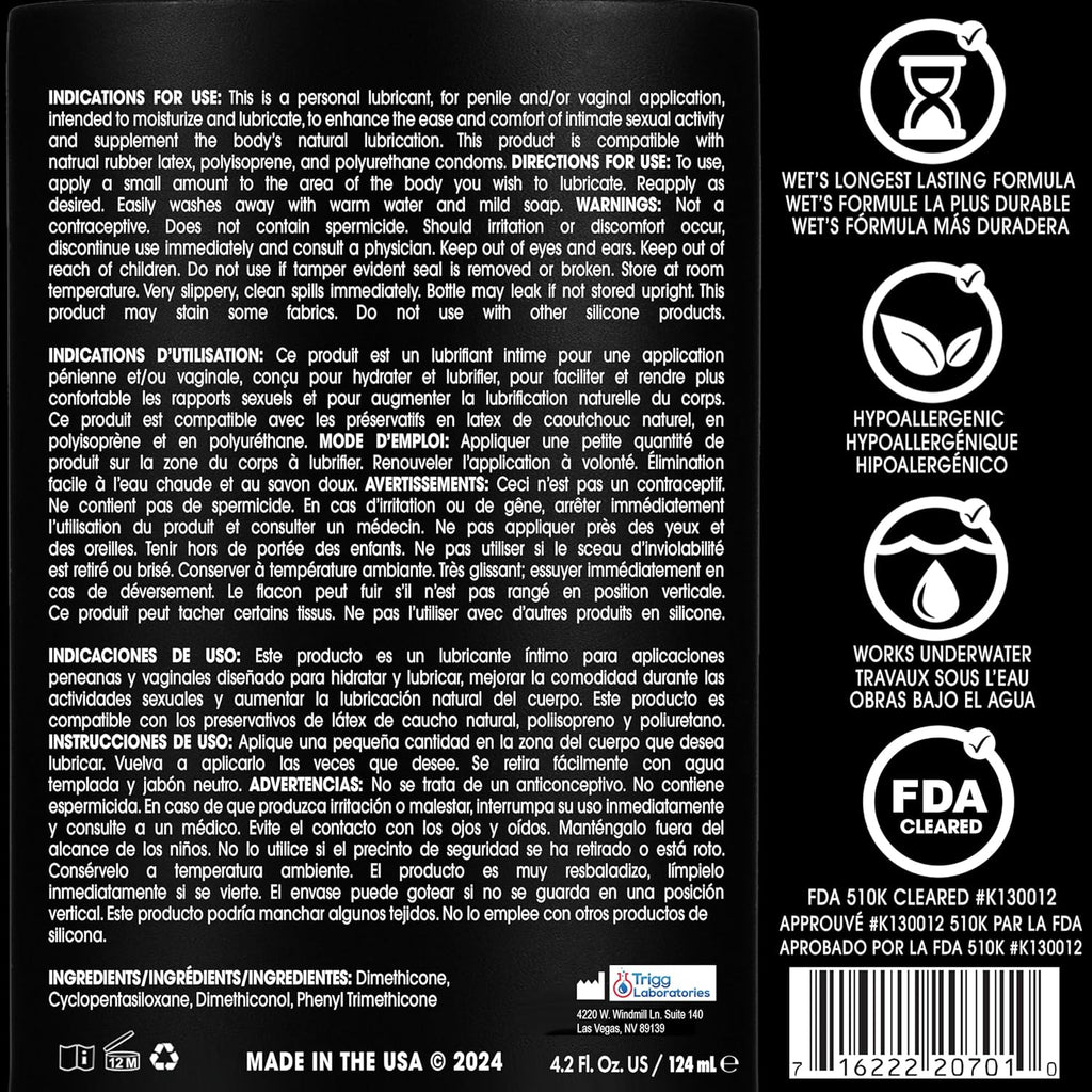 Buy now Wet Platinum Silicone-Based Personal Lubricant | Ultra Smooth, Super Slick, Hypoallergenic, Long-Lasting Performance, Waterproof Formula| Lube for Men, Women & Couples, 4.2 fl oz at indiglob india