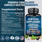 StrongVit Cortisol Supplements for Women and Men with Magnesium, Ashwagandha & L-Theanine. High Cortisol Reducer, Manager, Detox, Lower and Control. Sleep Support & Stress Relief, USA