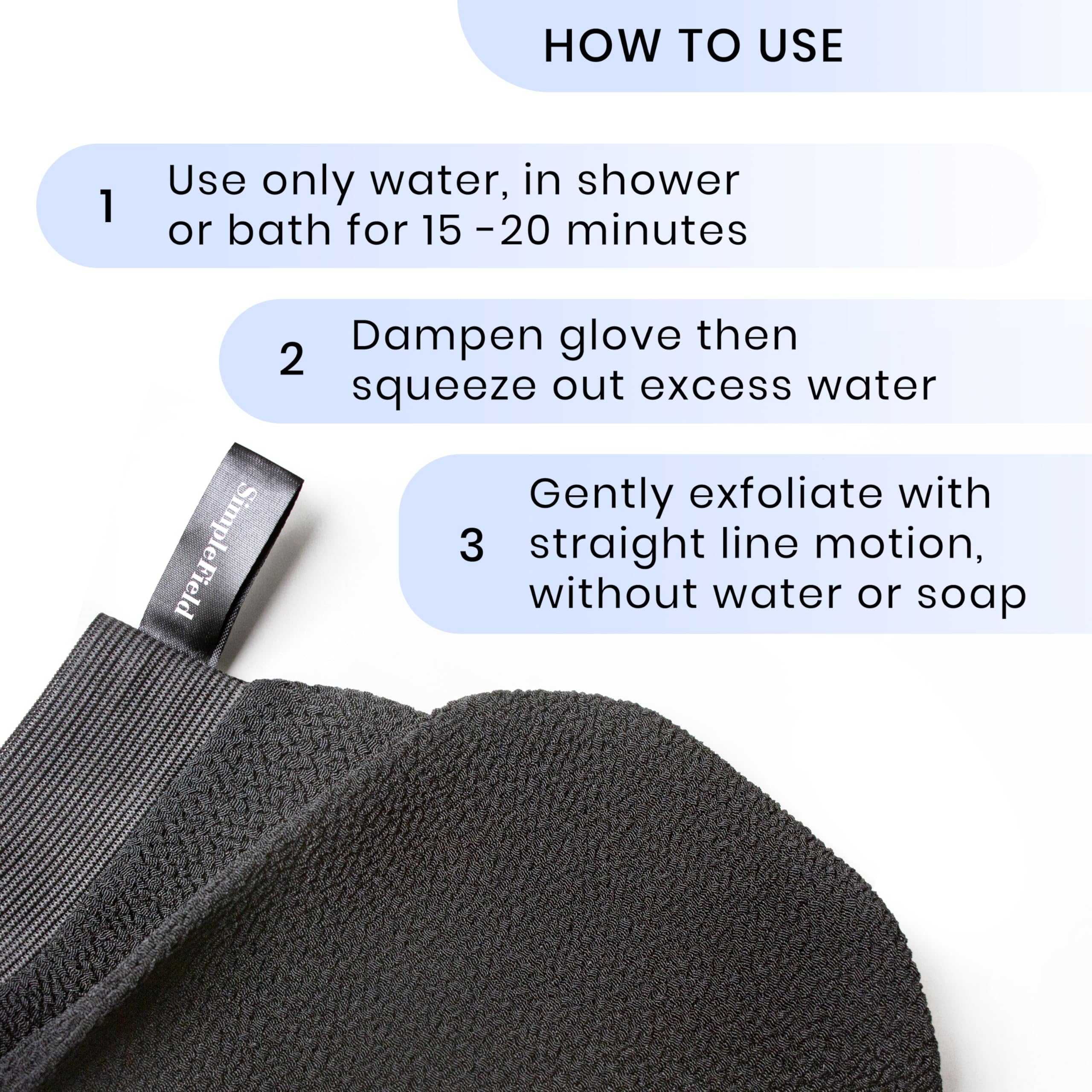SimpleField Korean Exfoliating Mitt for Remove Dead Skin. 2 Pack 100% Viscose Kessa Deep Exfoliating Gloves for Body Scrub, Keratosis Pilaris and Self Tanning Removal. Easily Smooth Skin Surface.