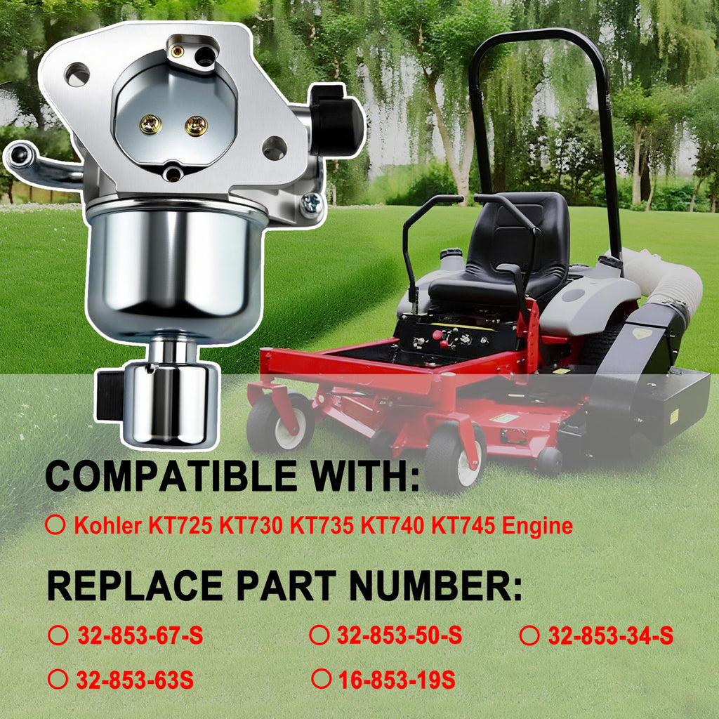 KT735 KT740 Carburetor Kit for Kohler 7000 Series KT725 KT730 KT745 Engine 22HP 23HP 24HP 25HP 26HP replaces 3285367S,1685319-S,3285363S,853-50-S,with Air Filter Oil Filter Kit