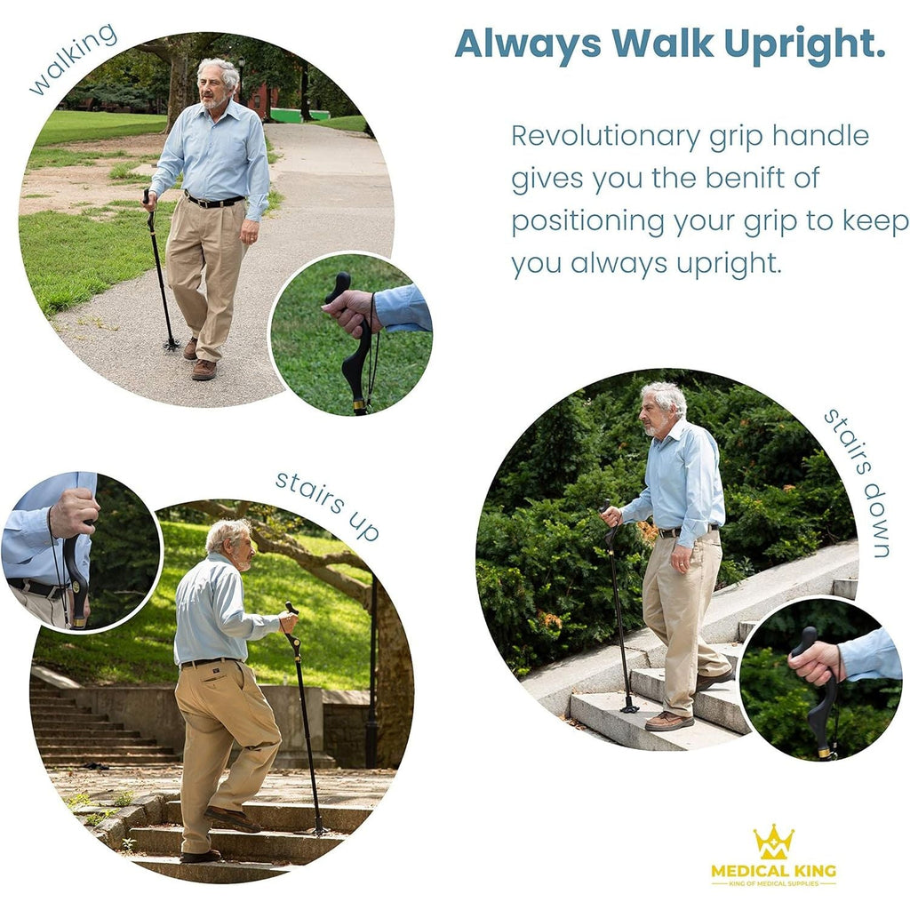 Buy now Walking Cane for Men and Women - Special Balancing Stick With 10 Adjustable Heights - Self Standing, Folding, Portable, Collapsible, and Comfortable at indiglob india