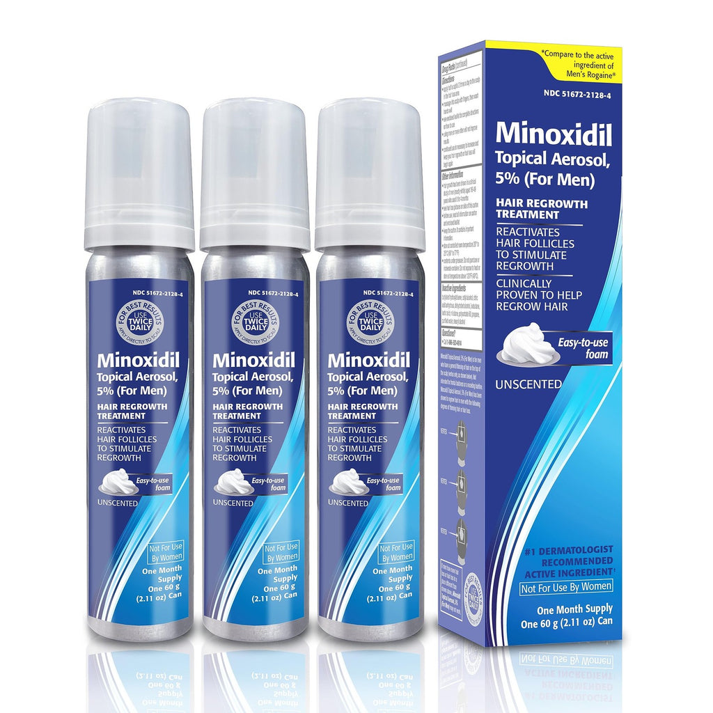 Minoxidil for Men, 2.11 Oz (1 Month Supply) Clinically Proven to Regrow Hair, Topical Aerosol Foam 5%, Hair Thinning Treatment