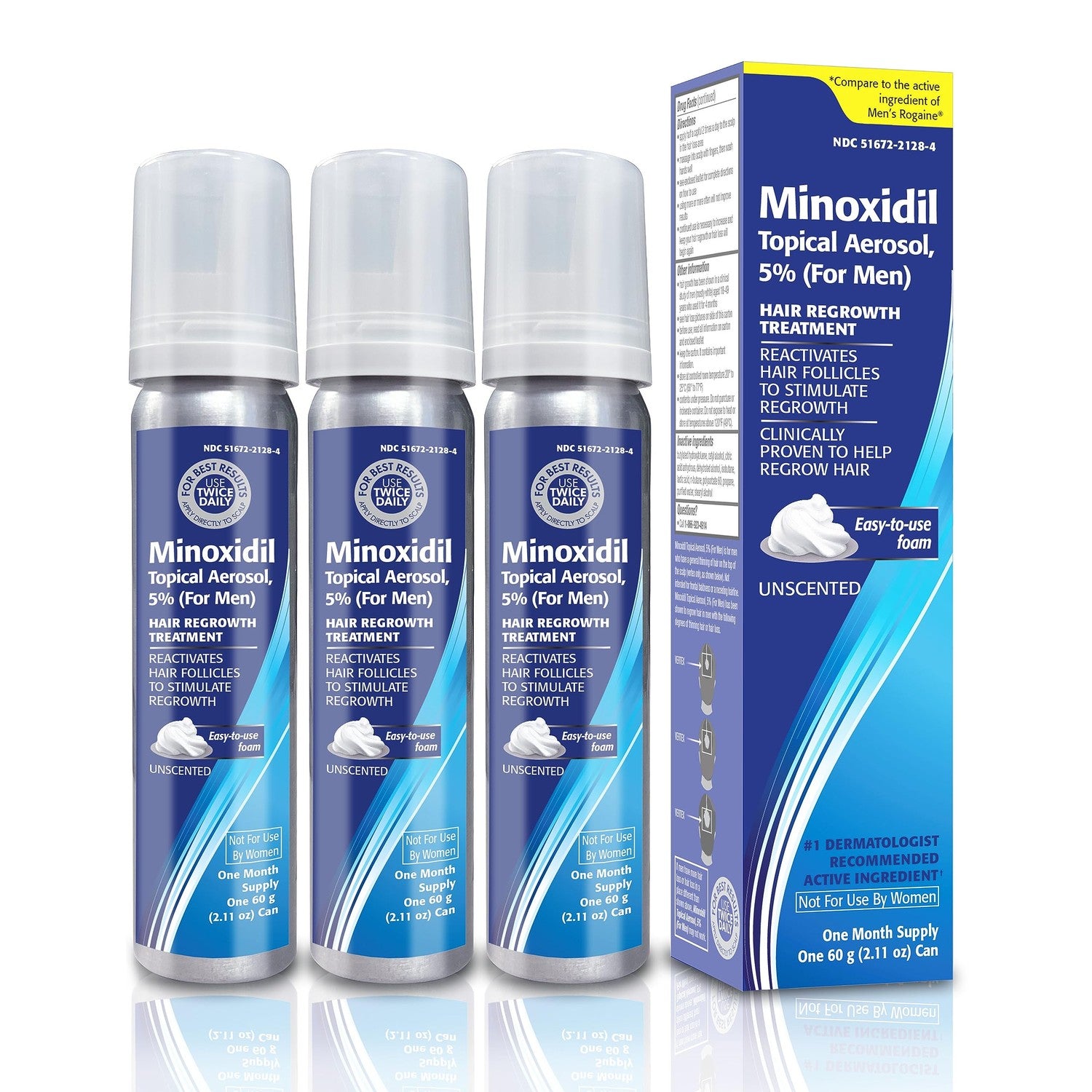 Minoxidil for Men, 2.11 Oz (1 Month Supply) Clinically Proven to Regrow Hair, Topical Aerosol Foam 5%, Hair Thinning Treatment