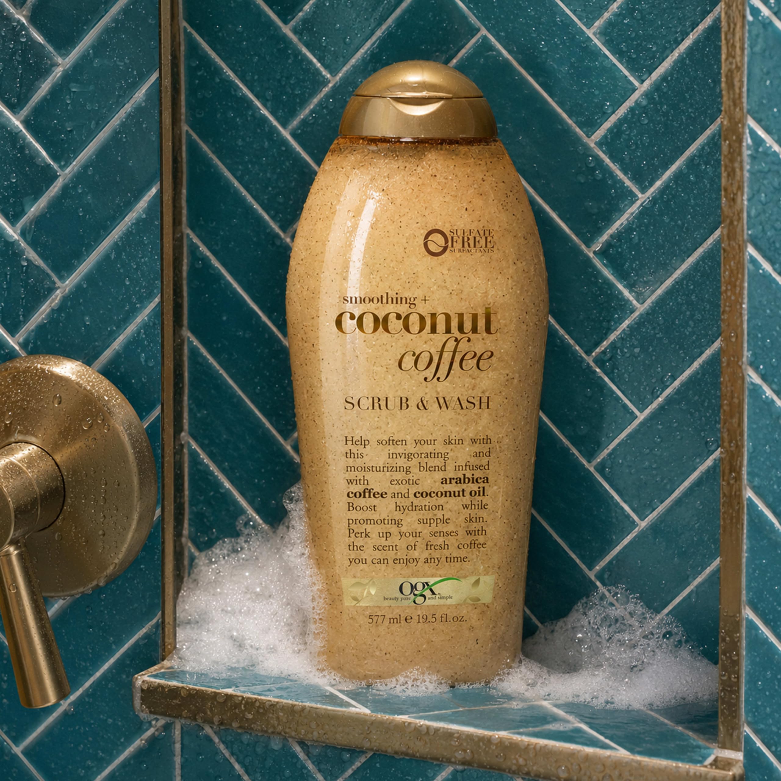 OGX Smoothing + Coconut Coffee Body Scrub, 19.5 fl oz | Infused with Arabica Coffee & Coconut Oil, Exfoliating, Hydrating Body Wash, Dry Skin, Paraben-Free, Sulfate-Free Surfactants