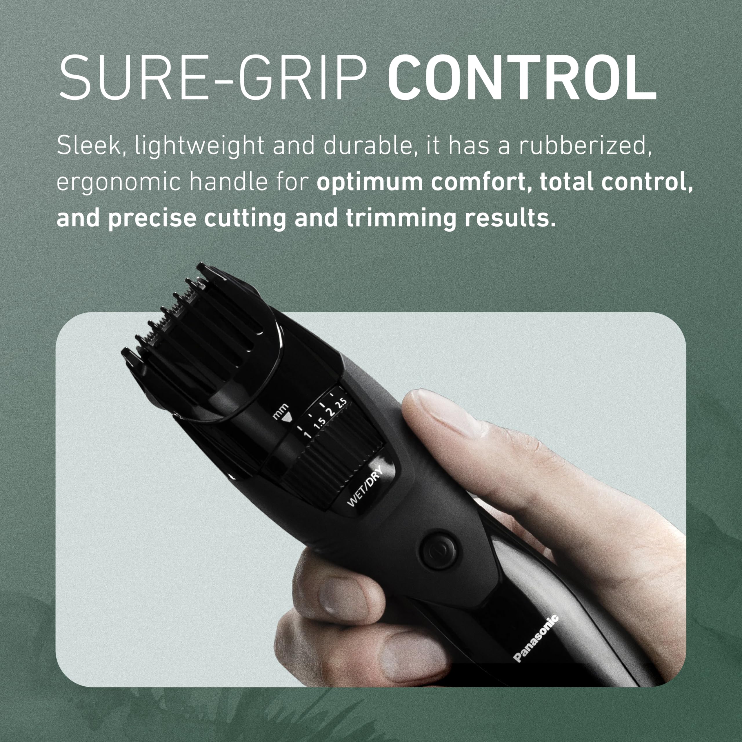Panasonic Cordless Beard Trimmer for Men with Precision Dial, 19 Adjustable Length Settings, Rechargeable Battery, Washable, Birthday Gifts for Men, ER-GB42-K (Black)